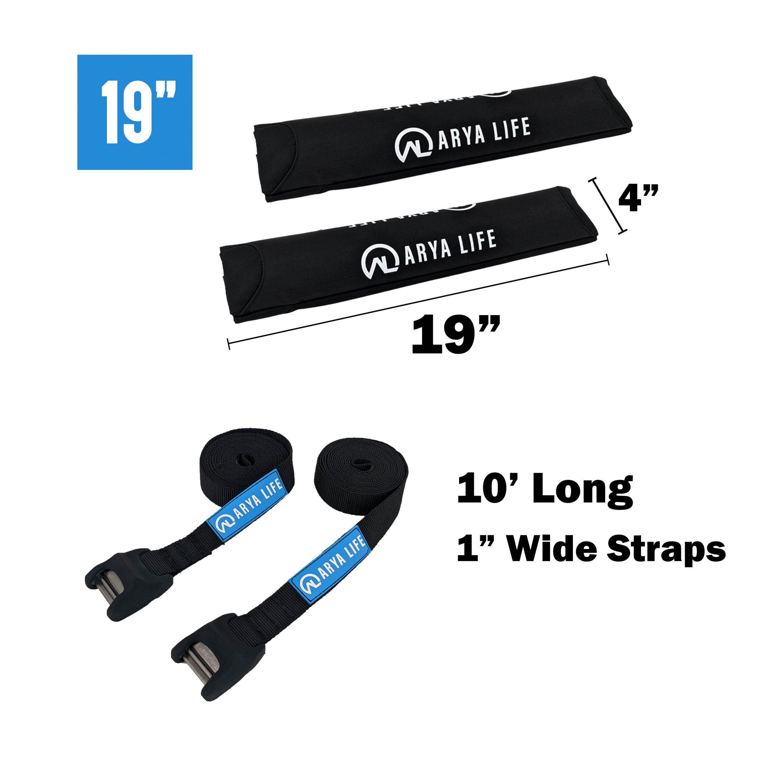 19 inch rack pads with 10 feet silicone buckle straps set-BK
